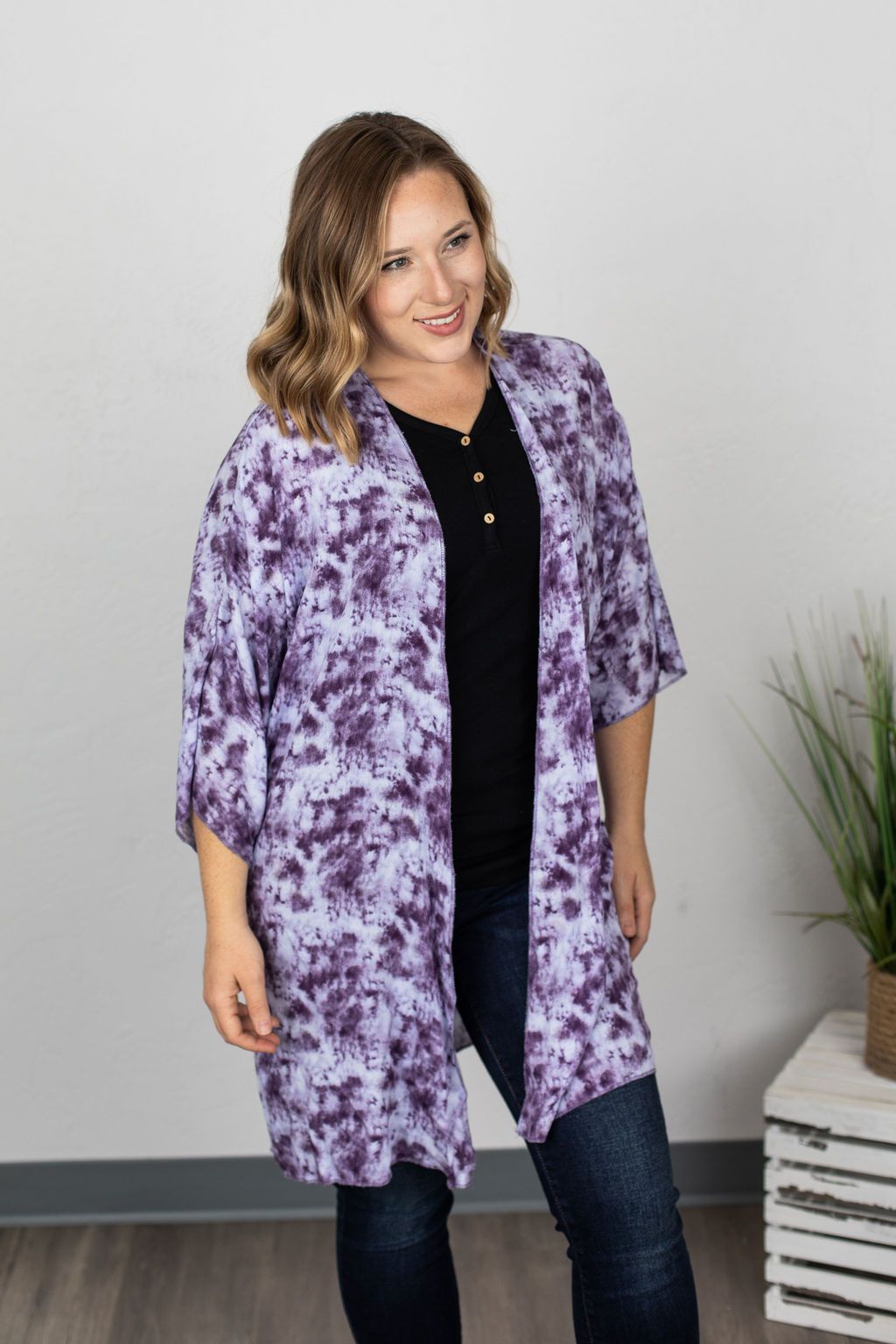 Michelle Mae Kimono - Purple Tie Dye ...